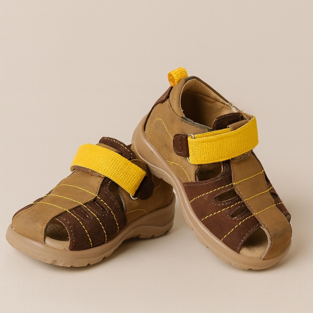 Ecco Kids Sandals in Brown and Yellow